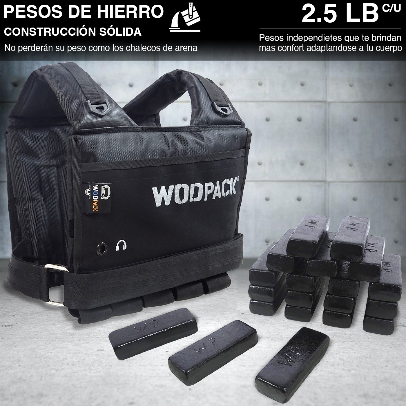 Chaleco de peso Elite 22 K Black WodPack®