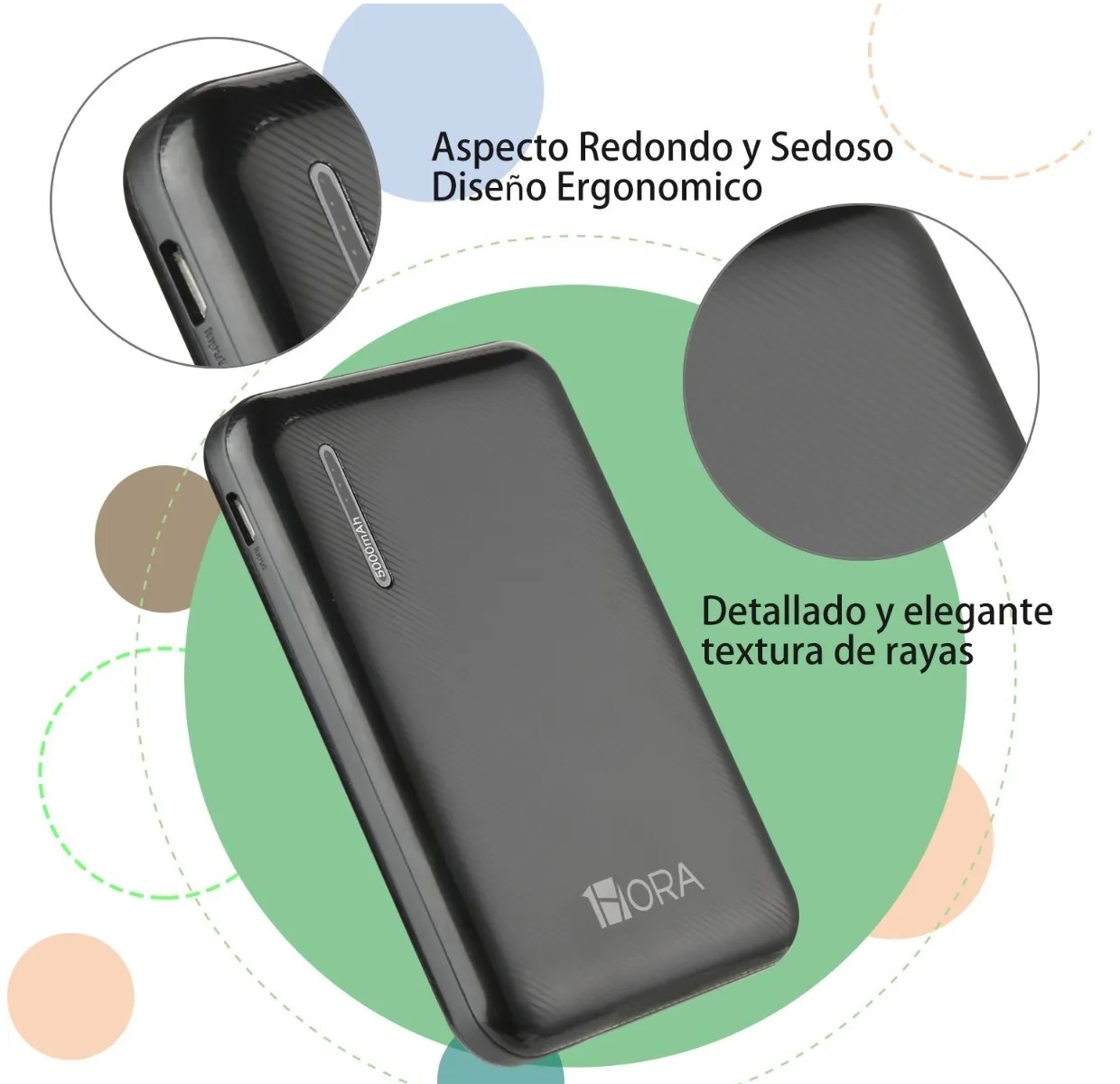Power Bank Batería Portátil 5000mah 2.1a Ultra Mini 1hora Negro