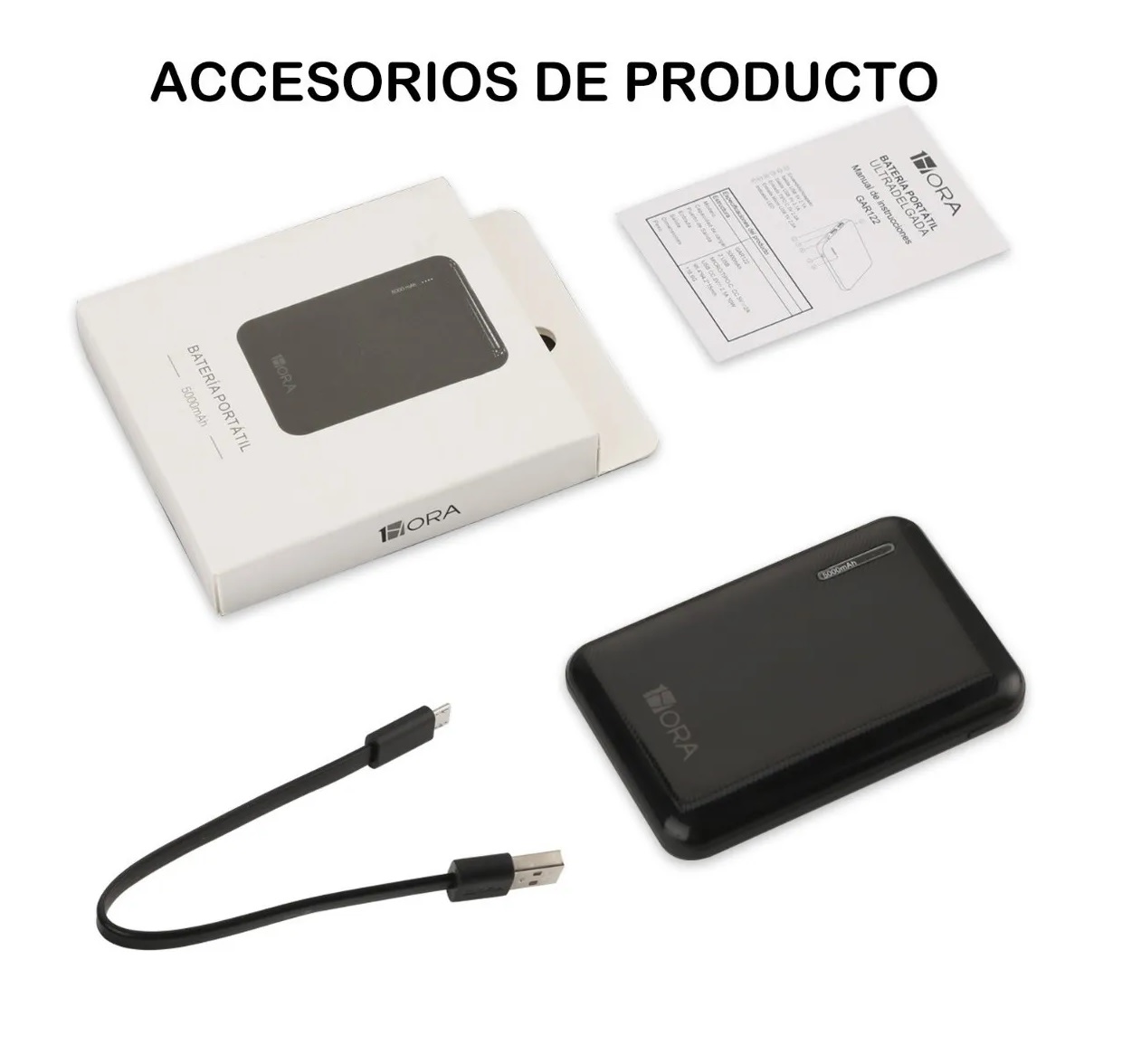 Power Bank Batería Portátil 5000mah 2.1a Ultra Mini 1hora Negro
