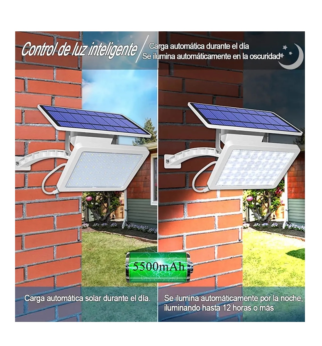 Lampara Solar 48 Led Exterior 5500ma Blanco