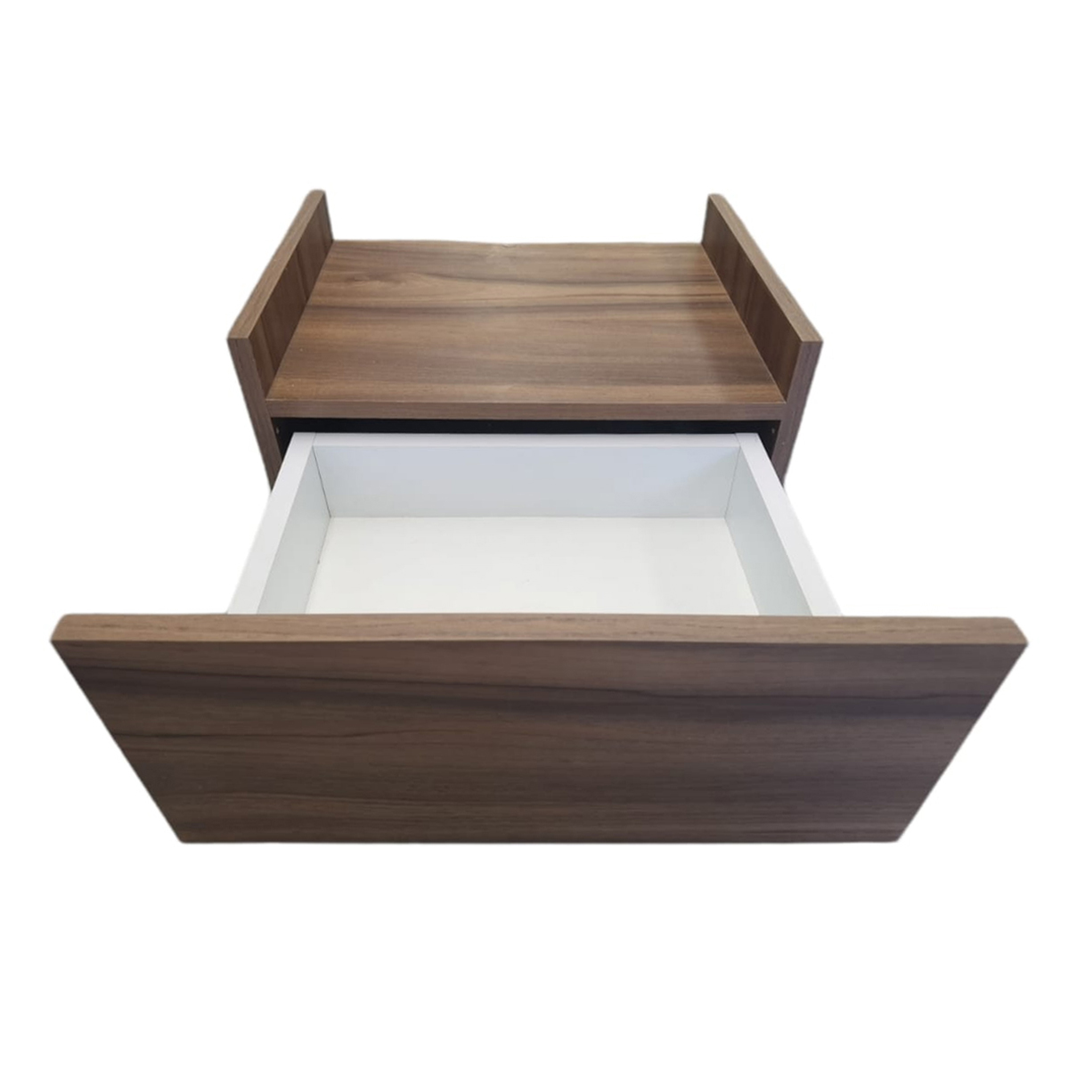 Repisa De Recamara Flotante Mesa De Noche Con Cajón Nogal Terracota