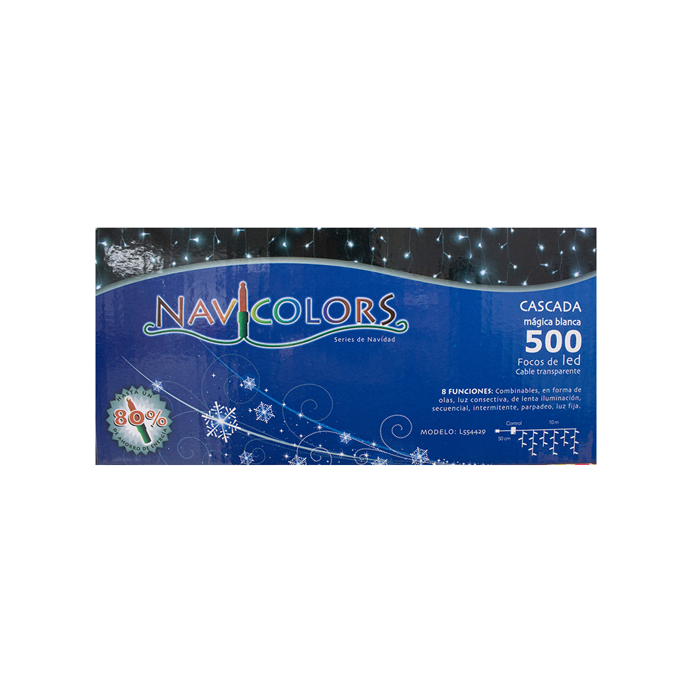 Serie Tipo Cascada Luz Blanca 500 Led 8 Funciones 9 Metros