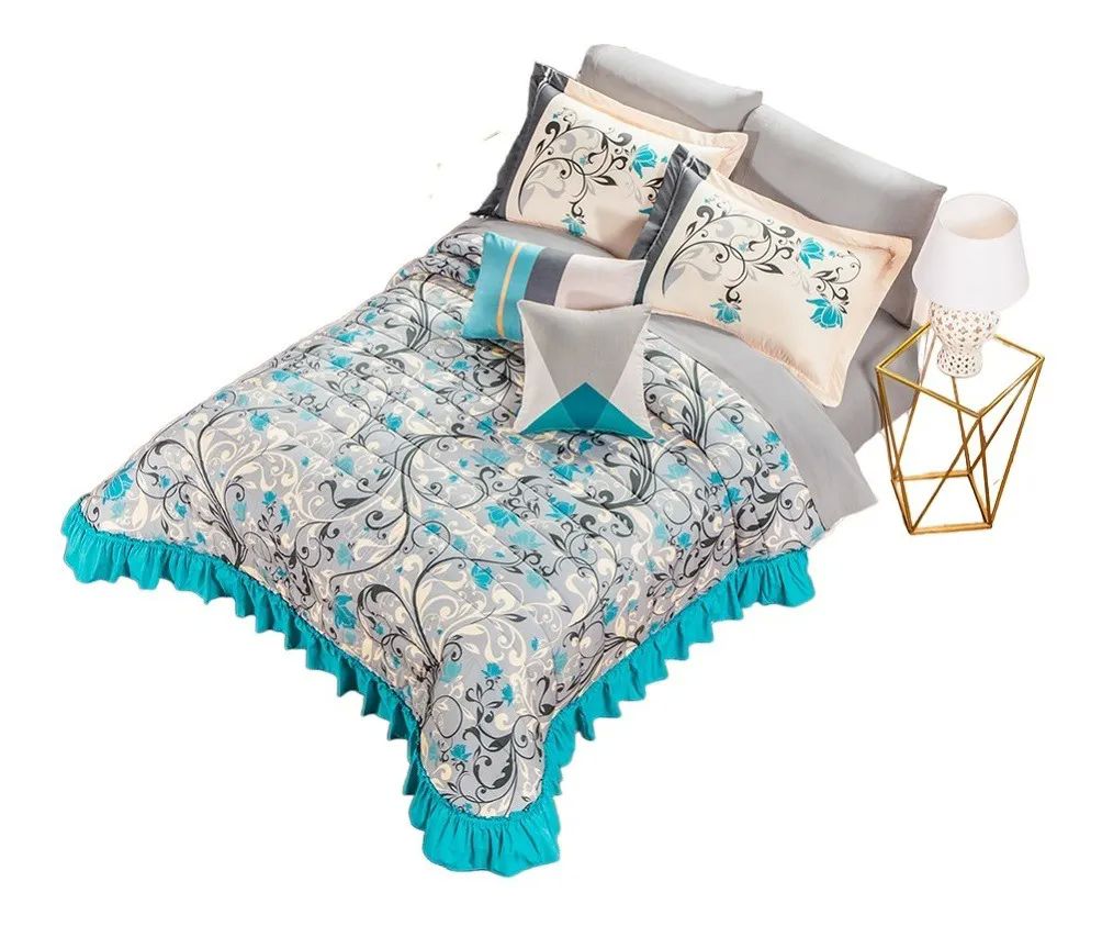 Colcha King Size Yuno Gris Microfibra Colchas Concord