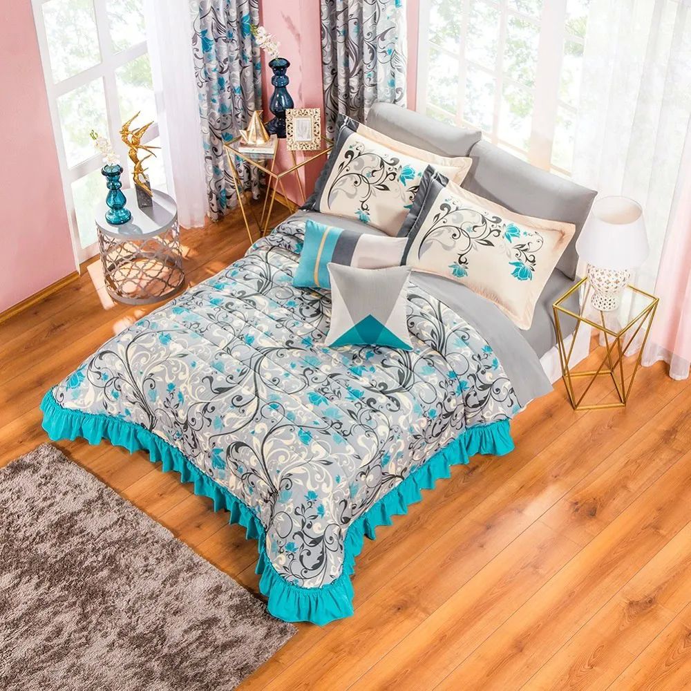 Colcha Matrimonial Yuno Gris Microfibra Colchas Concord