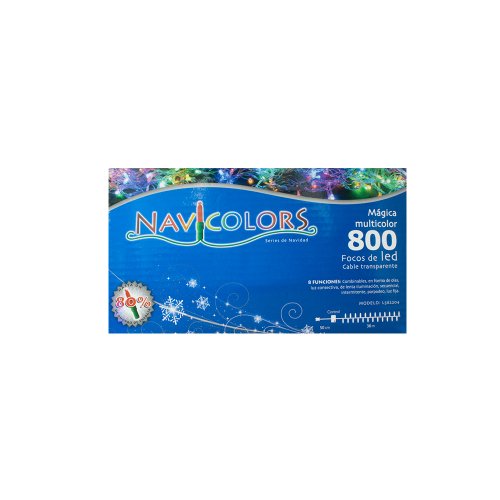 Serie Navideña 800 Led Luz Multicolor 8 Funciones 40 Metros Cable Transparente