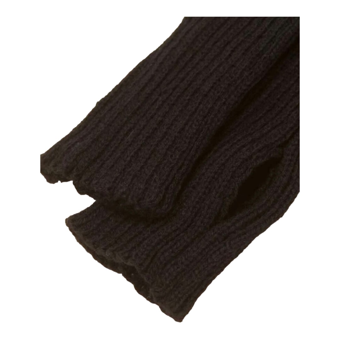 Guantes Invernales Tejido Sin Dedos, Calentador Manos Negros