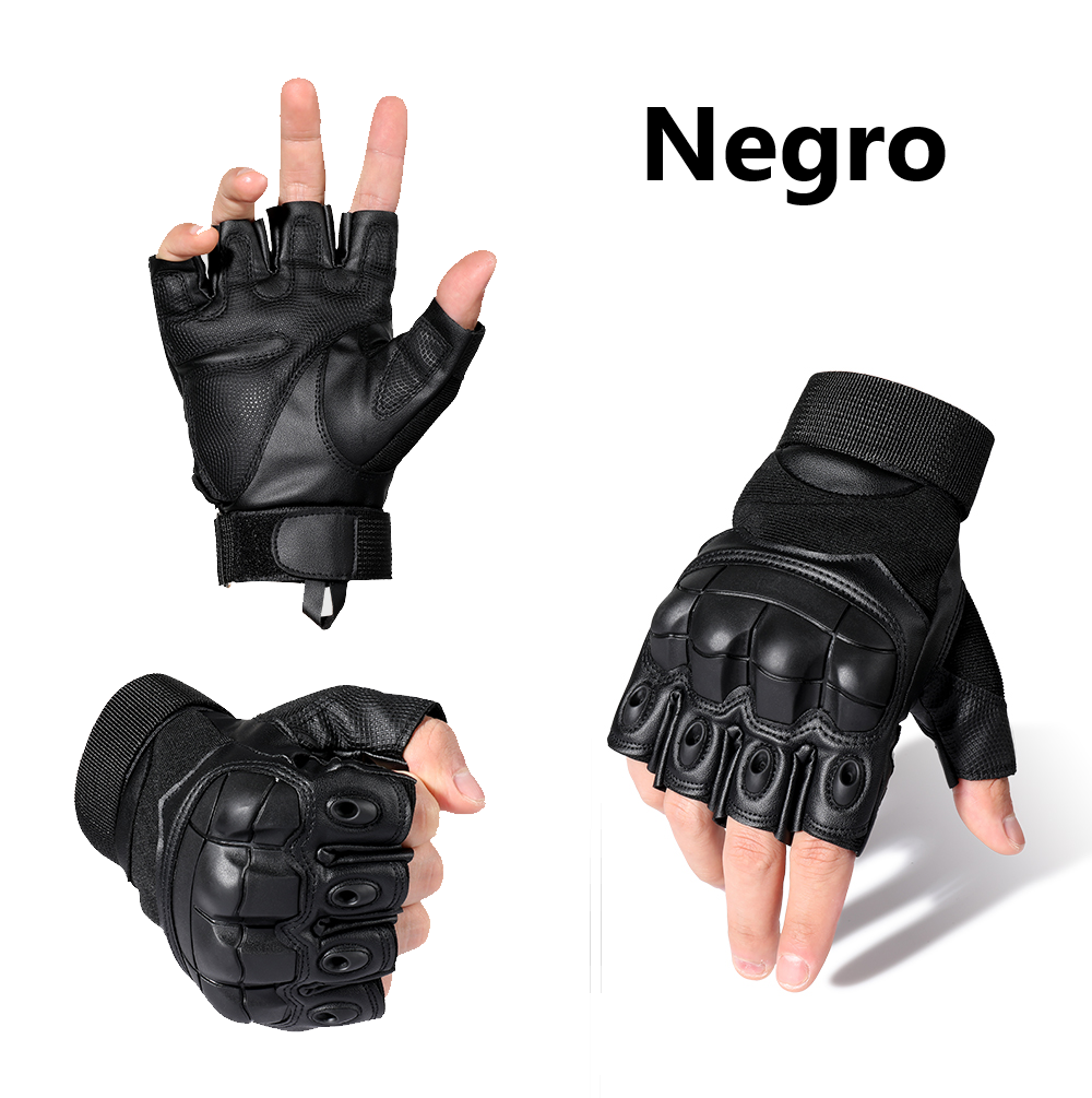 Guantes Medio Dedo para motociclista Piel Con Protecciones