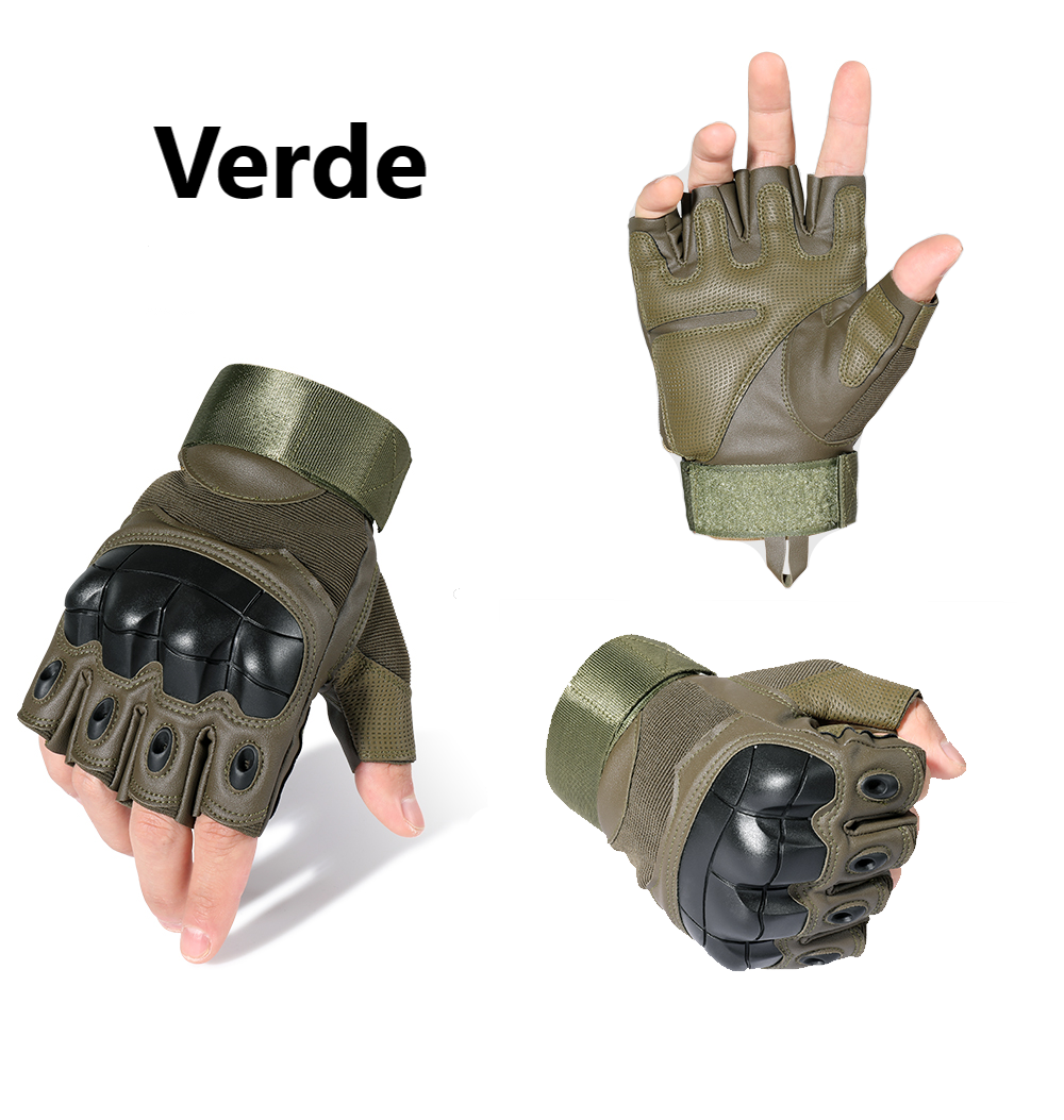 Guantes Medio Dedo para motociclista Piel Con Protecciones