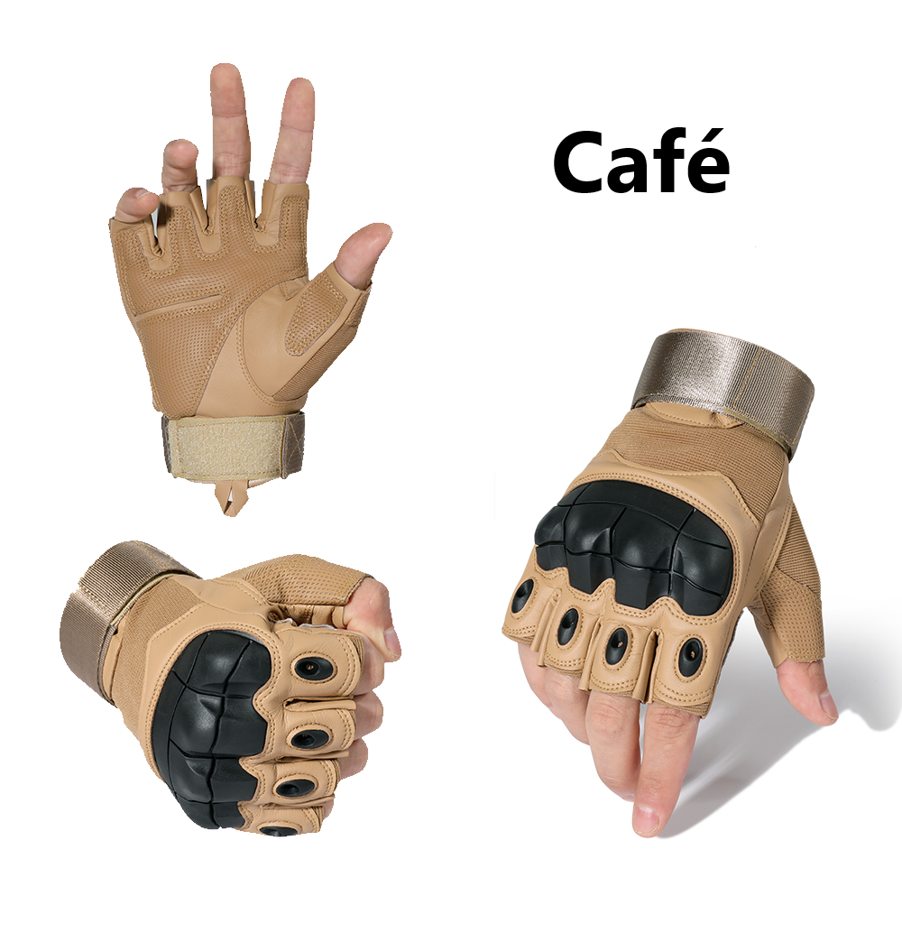 Guantes Medio Dedo para motociclista Piel Con Protecciones