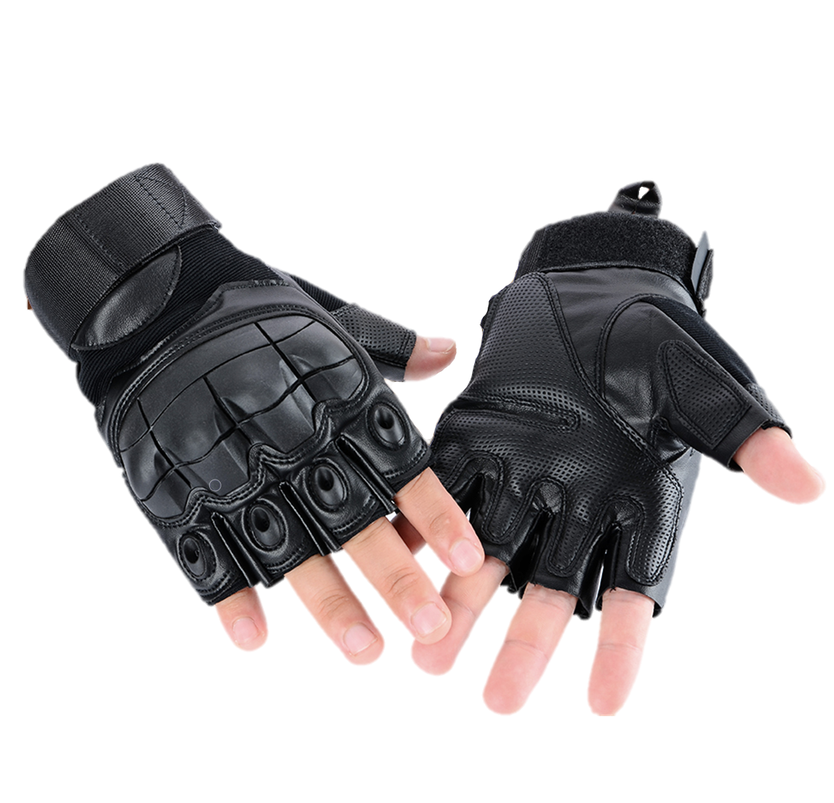 Guantes Medio Dedo para motociclista Piel Con Protecciones