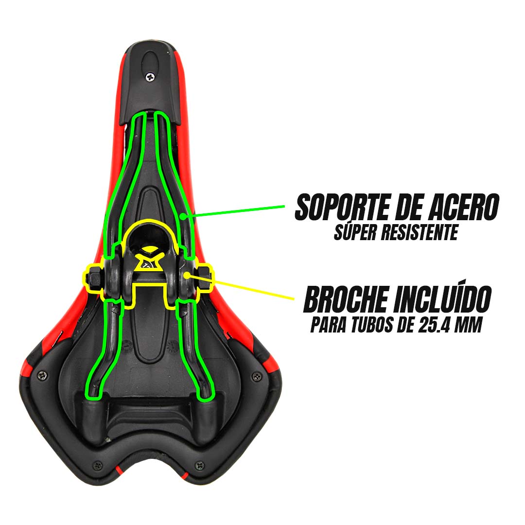 Asiento Bicicleta Mtb Sport Ultra Confortable Rojo