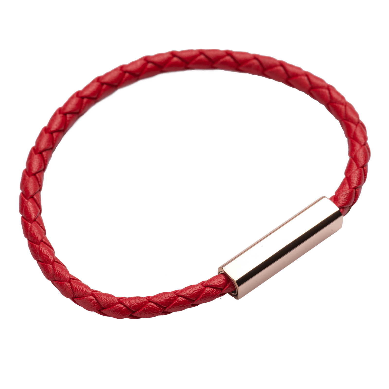LuckyLy Pulseras para Pareja de Piel Vegana y Acero Inoxidable con Imán, Pulsera de Hombre Negro y Plata, Brazalete de Mujer Rojo y Oro Rosa 18k - Modelo Cala