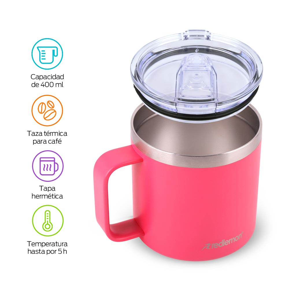 Termo para Café de Acero Inoxidable Taza con Tapa Hermética 400 ml
