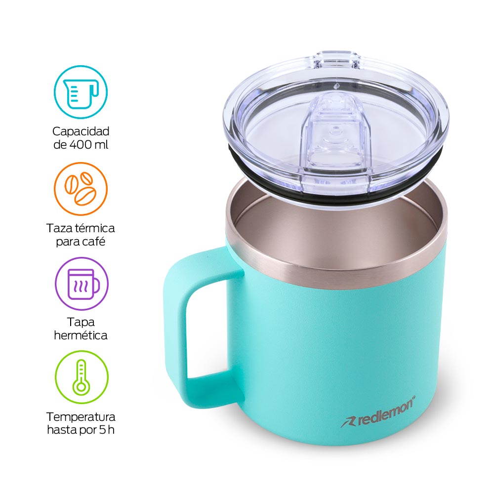 Termo para Café de Acero Inoxidable Taza con Tapa Hermética 400 ml