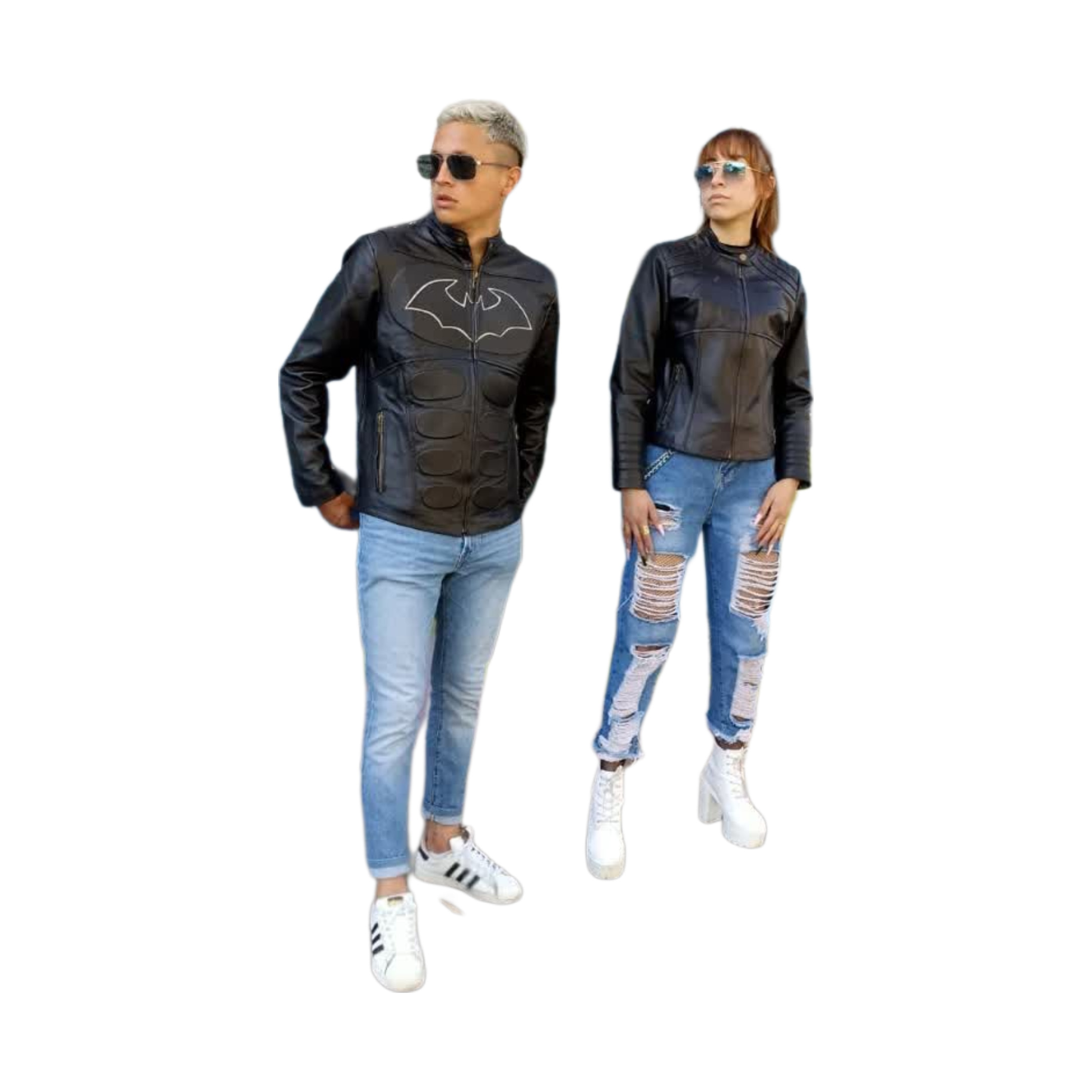 Chamarra Dama de Cuero Autentico Batman Original  Incluye de Regalo un Llavero Monedero de piel