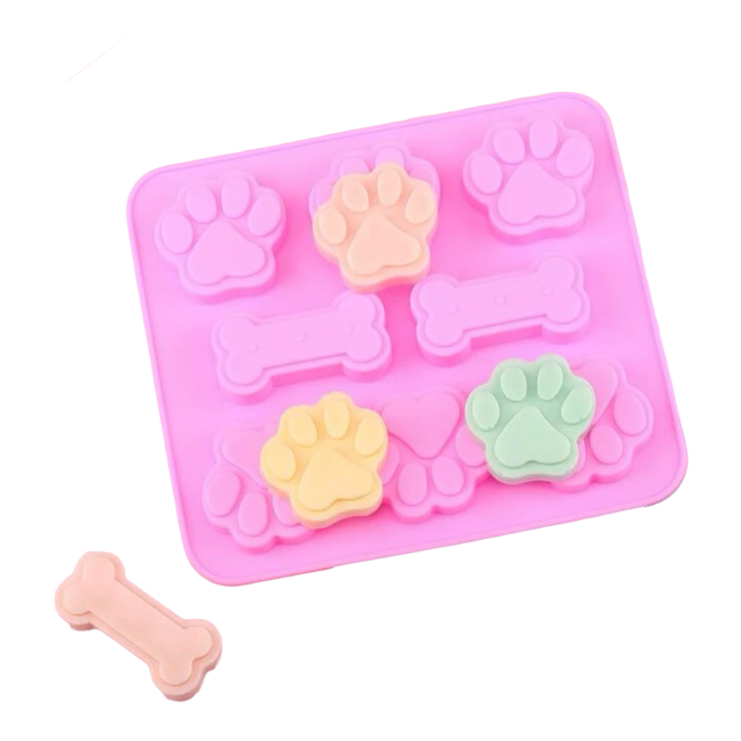 Molde De Silicon Modelo Patitas De Perro Y Hueso Paw Patrol