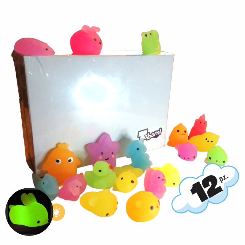 Squishy chico kawaii neon empaque con 12 pz.