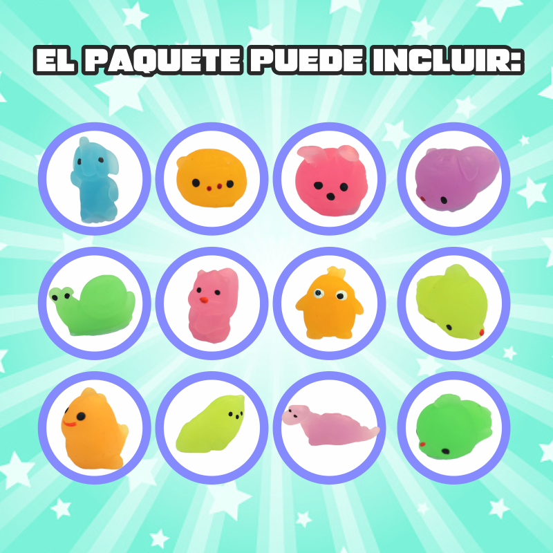 Squishy chico kawaii neon empaque con 12 pz.