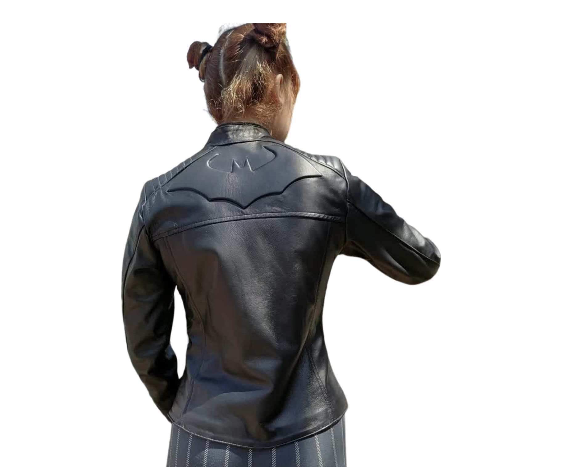 Chamarra Dama de Cuero Autentico Batman Original  Incluye de Regalo un Llavero Monedero de piel