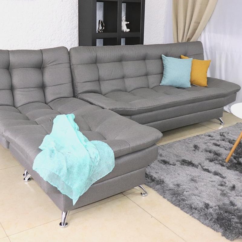 Sala Esquinera Moderna Gris Sofá Sillón y Taburete Florencia.