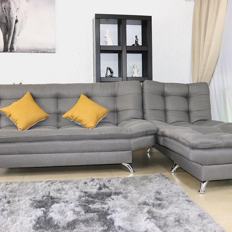 Sala Esquinera Moderna Gris Sofá Sillón y Taburete Florencia.