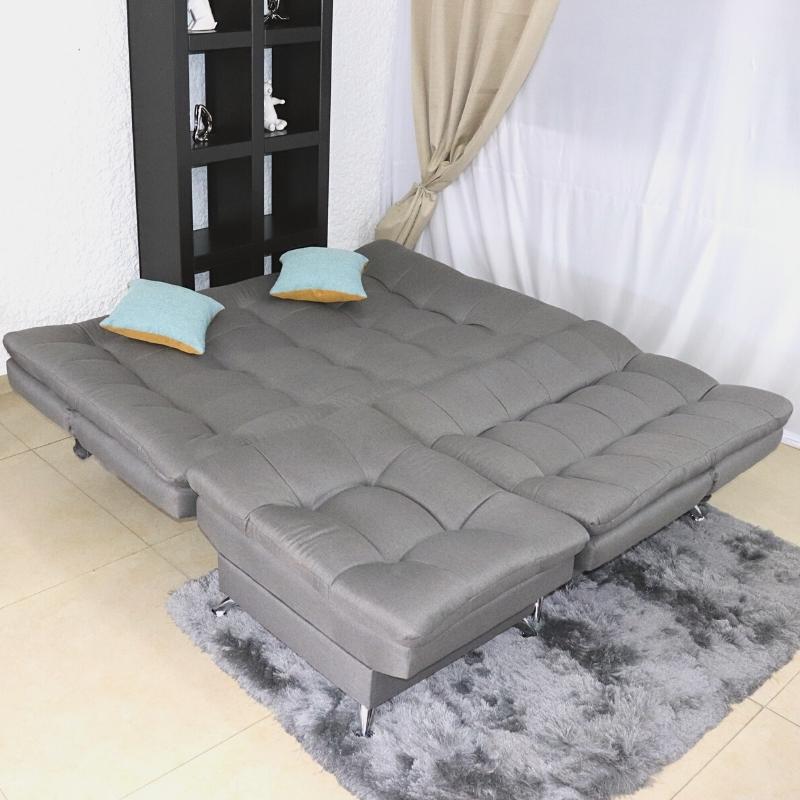 Sala Esquinera Moderna Gris Sofá Sillón y Taburete Florencia.