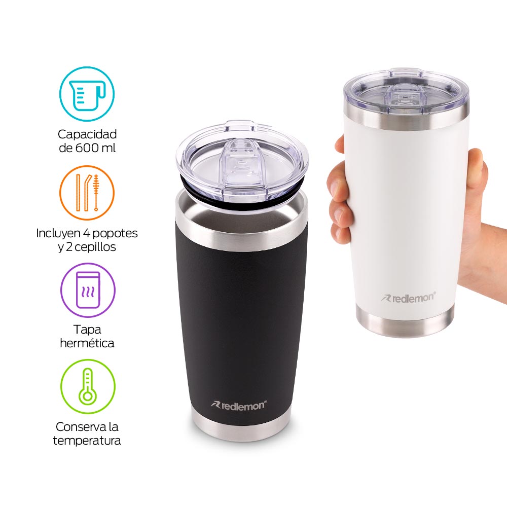 Termos de Acero Inoxidable Vaso Térmico Doble Pared 2 Piezas Redlemon
