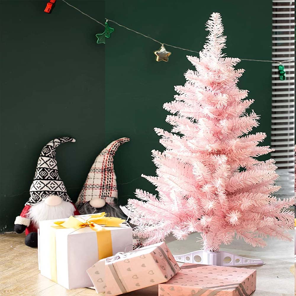 Arbol de Navidad Artificial Mini Rosa Decoración de Mesa Alto 60 cm Kyuden Home