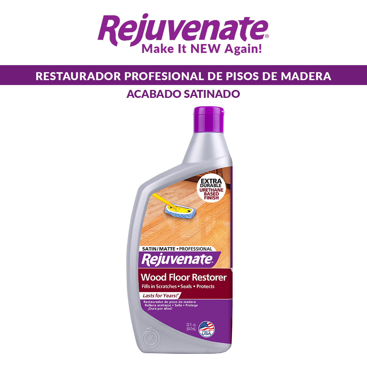 Restaurador Profesional de Pisos de Madera Acabado Satinado. Restaura brillo y Cubre Rayones Rejuvenate Tv Ofertas Wood Floor Restorer 