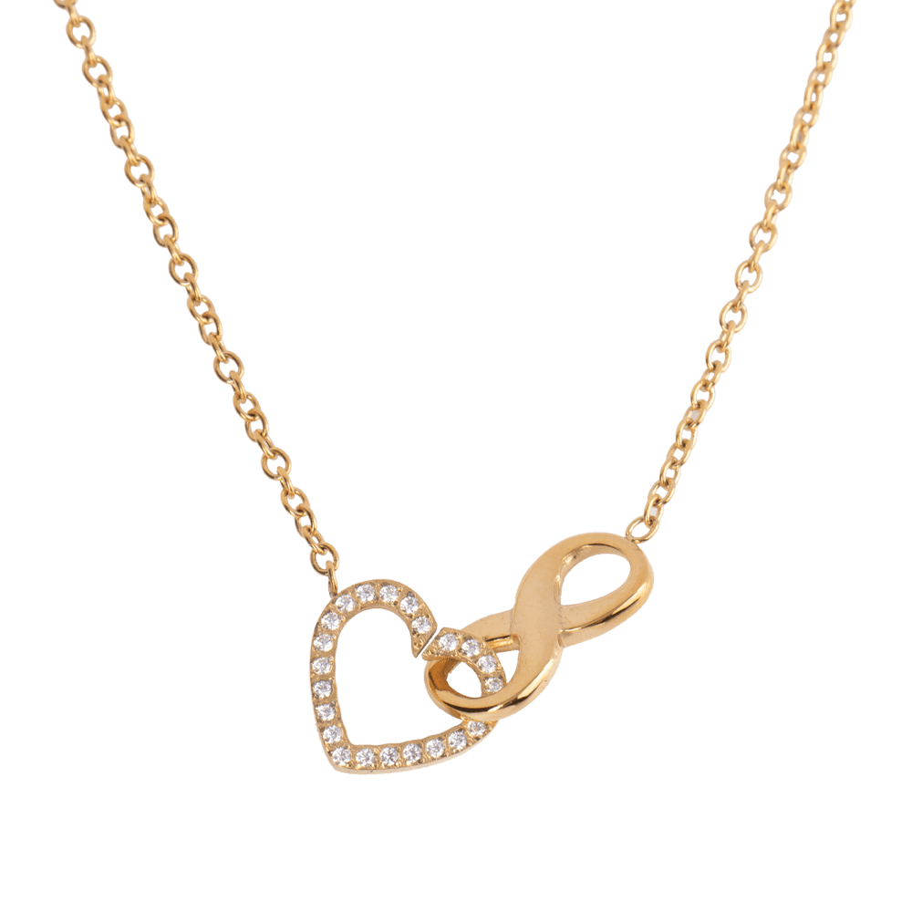 LuckyLy Collar para Mujer con Dije de Corazón e Infinito con Zirconia Cúbica , Cadena de Acero Inoxidable Mujer con Baño de Oro 18k - Modelo Nia
