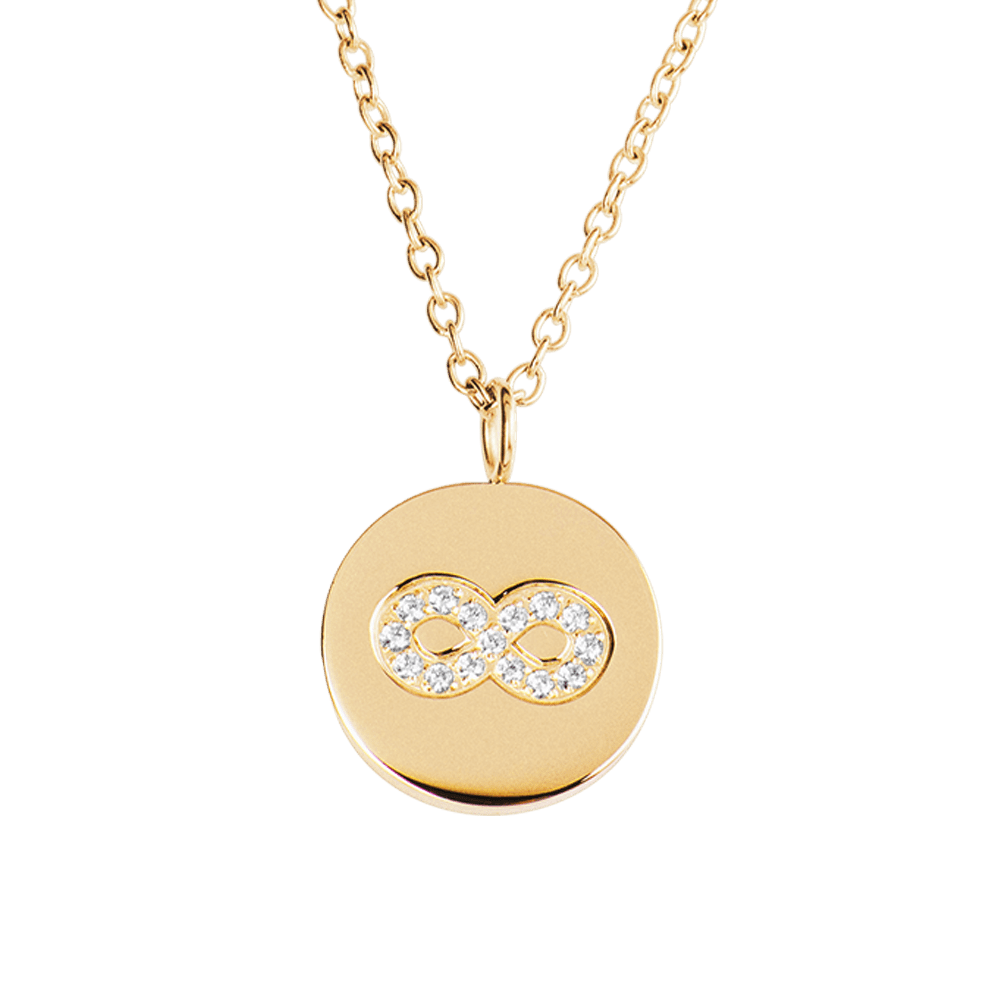 LuckyLy Collar Infinito Mujer con Zirconia Cúbica , Dije y Cadena de Acero Inoxidable Mujer con Baño de Oro 18k - Modelo Tara