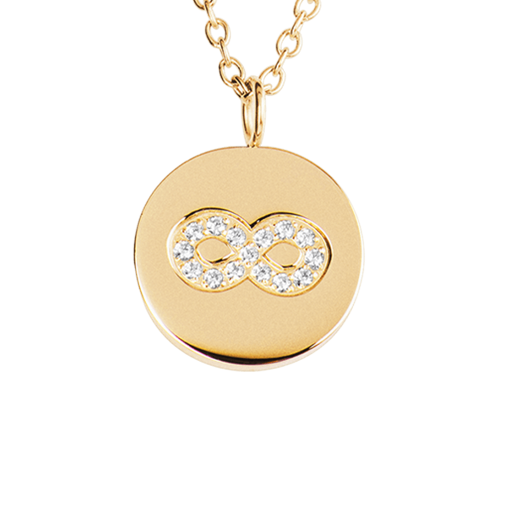 LuckyLy Collar Infinito Mujer con Zirconia Cúbica , Dije y Cadena de Acero Inoxidable Mujer con Baño de Oro 18k - Modelo Tara