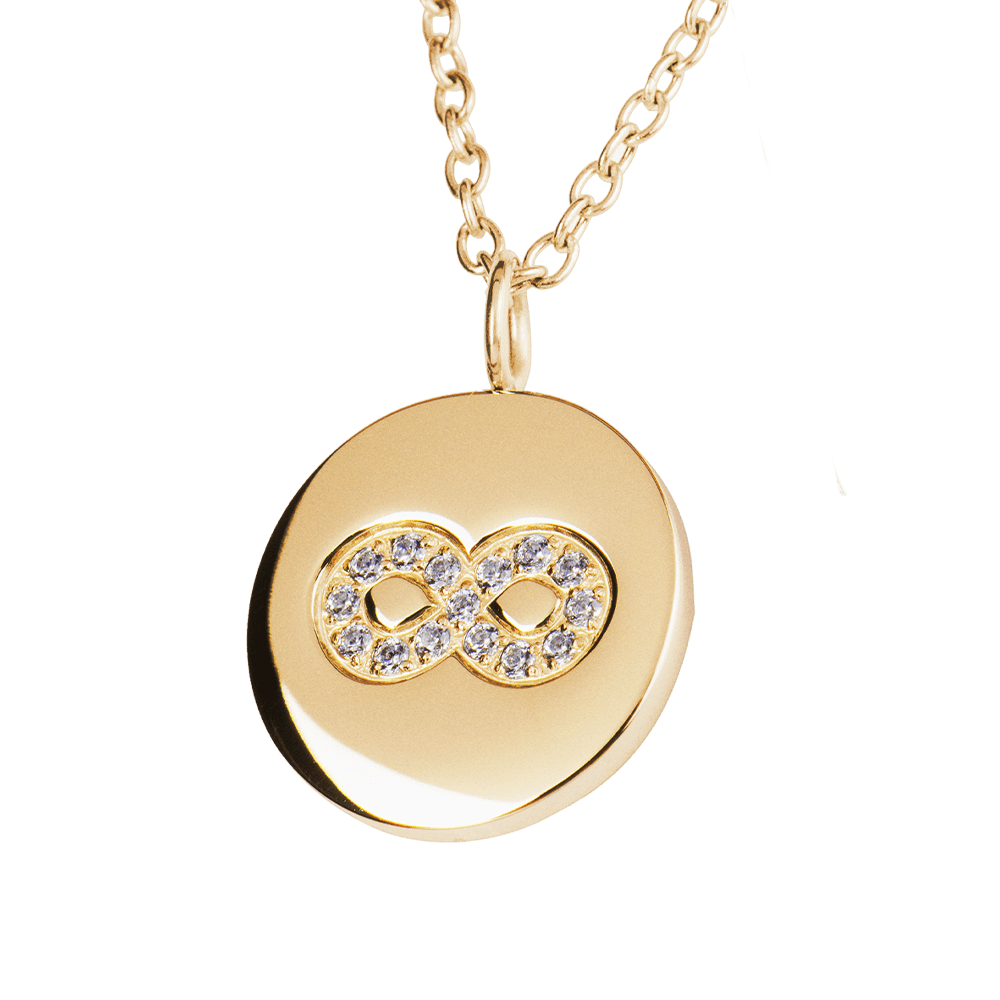 LuckyLy Collar Infinito Mujer con Zirconia Cúbica , Dije y Cadena de Acero Inoxidable Mujer con Baño de Oro 18k - Modelo Tara