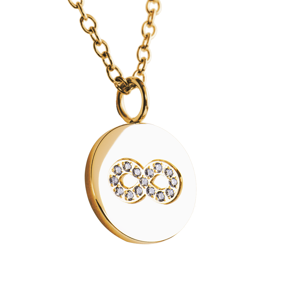 LuckyLy Collar Infinito Mujer con Zirconia Cúbica , Dije y Cadena de Acero Inoxidable Mujer con Baño de Oro 18k - Modelo Tara