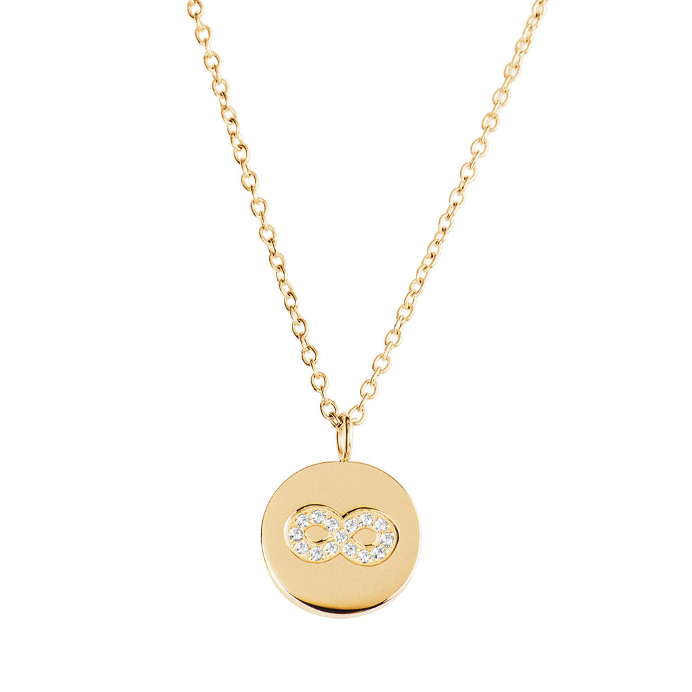 LuckyLy Collar Infinito Mujer con Zirconia Cúbica , Dije y Cadena de Acero Inoxidable Mujer con Baño de Oro 18k - Modelo Tara