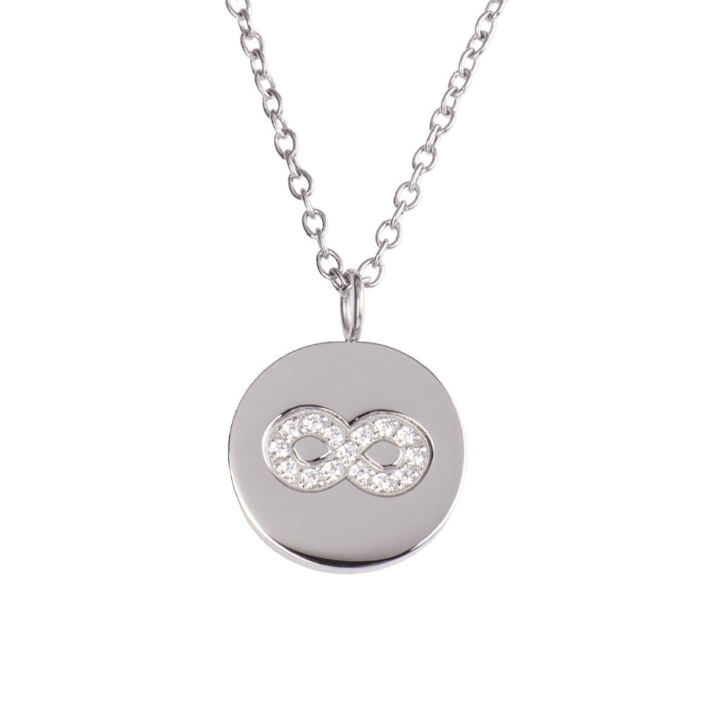 LuckyLy Collar Infinito Mujer con Zirconia Cúbica , Dije y Cadena de Acero Inoxidable Mujer Color Plata - Modelo Tara