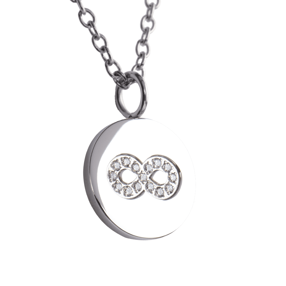 LuckyLy Collar Infinito Mujer con Zirconia Cúbica , Dije y Cadena de Acero Inoxidable Mujer Color Plata - Modelo Tara