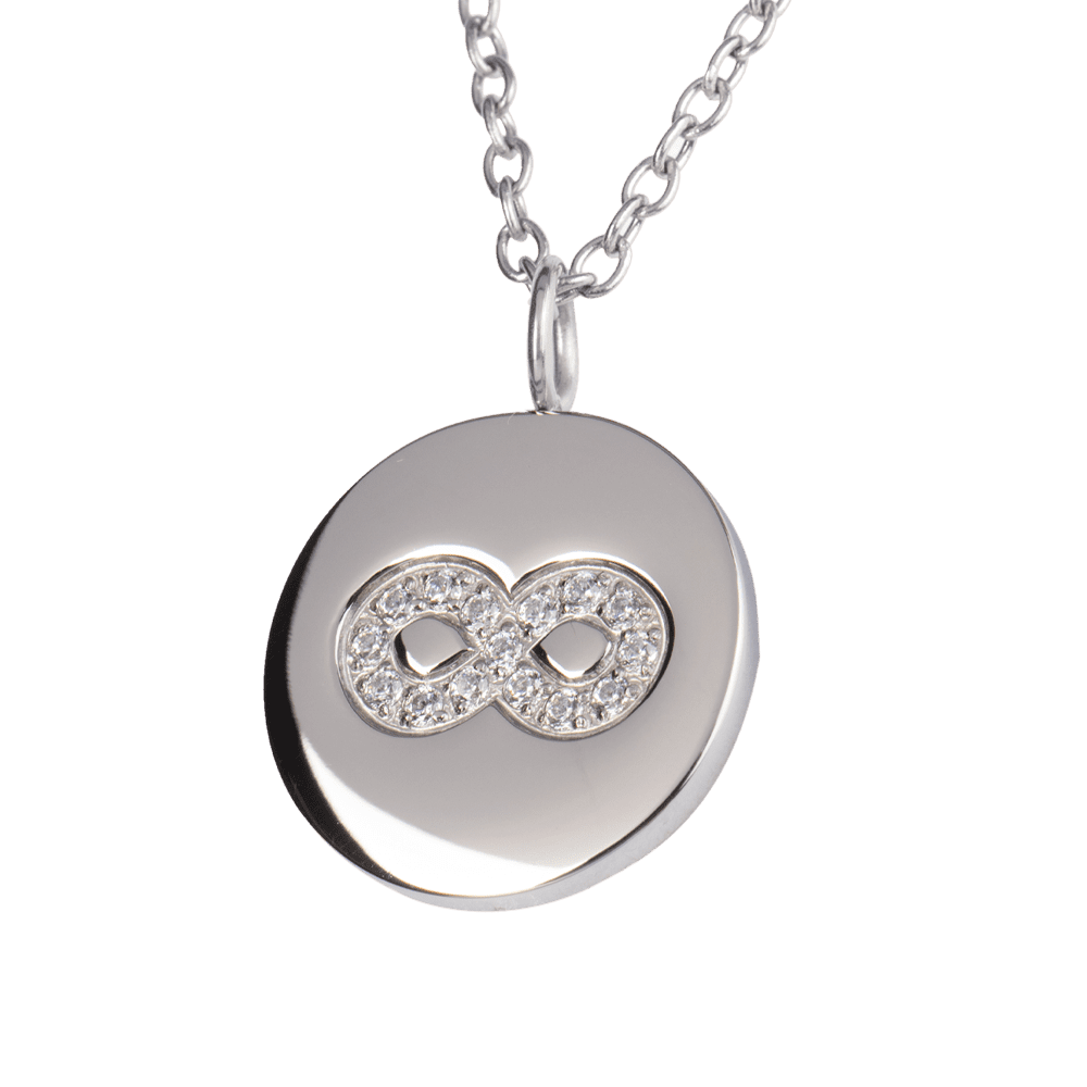 LuckyLy Collar Infinito Mujer con Zirconia Cúbica , Dije y Cadena de Acero Inoxidable Mujer Color Plata - Modelo Tara