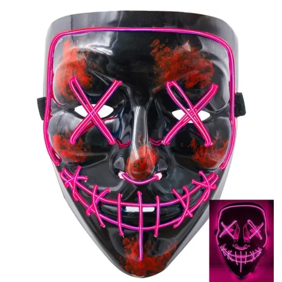 Máscara Luz Led Con 3 Modos La Purga Rosa