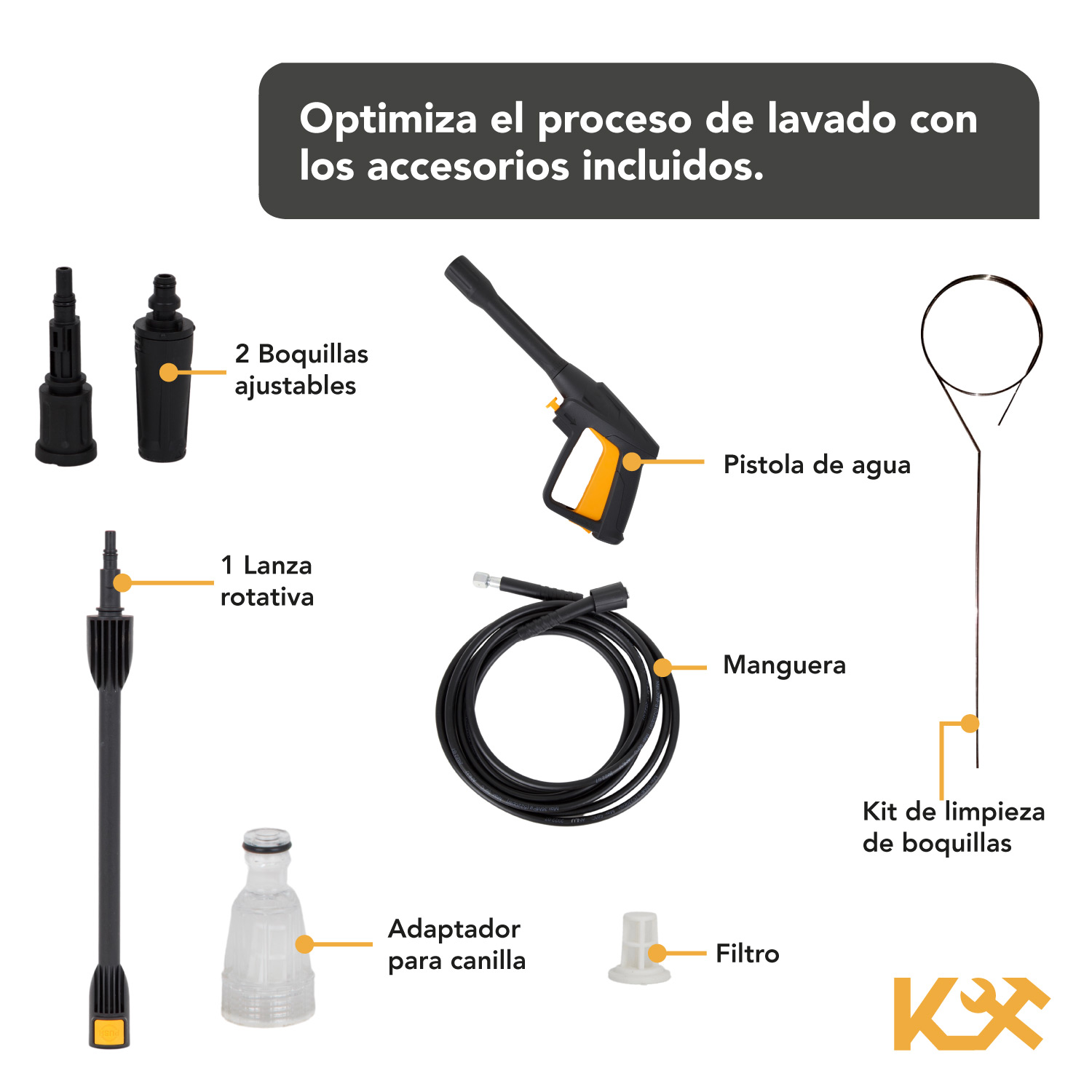 Hidrolavadora Eléctrica Portatil 2000 Psi 1600w + Accesorios 