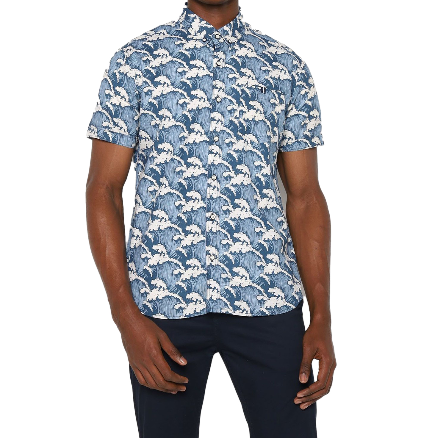Camisa Manga Corta Stitches & Rivets - Estampado de olas
