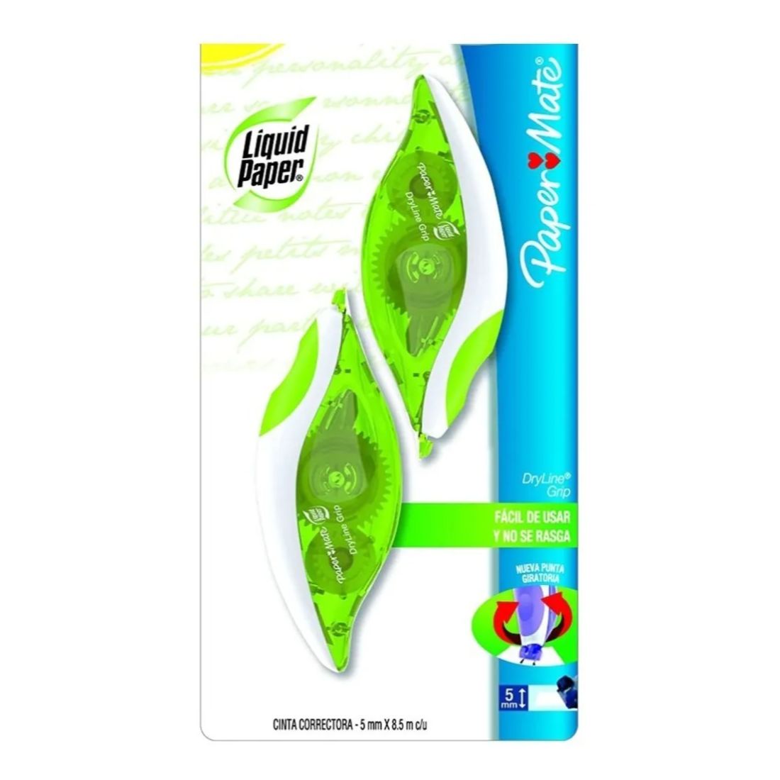 Corrector en Cinta Paper Mate Liquid Paper con Diseño Ergonómico de 5mm x 8.5 m
