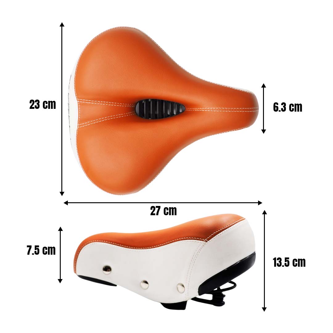 Asiento Bicicleta Prostático Ultra Confortable Café con Blanco