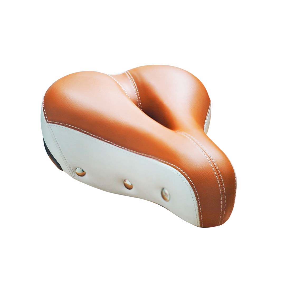 Asiento Bicicleta Prostático Ultra Confortable Café con Blanco