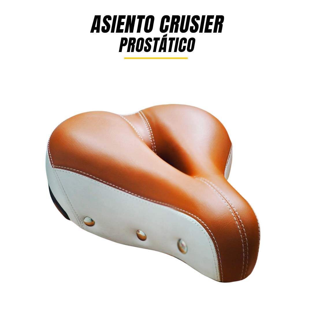 Asiento Bicicleta Prostático Ultra Confortable Café con Blanco