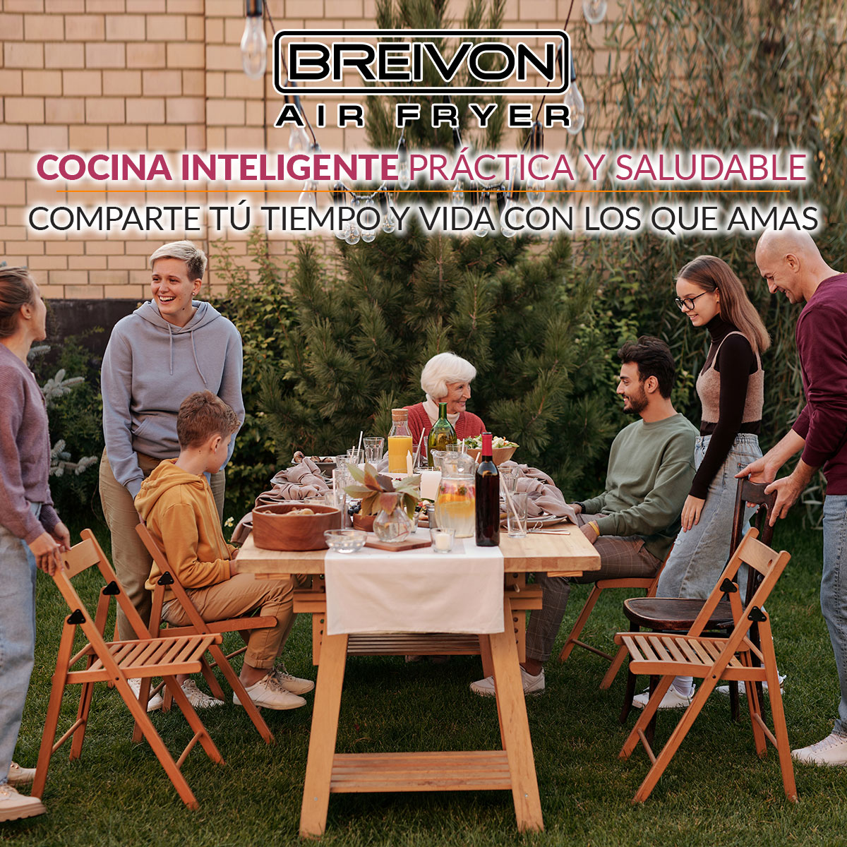 Freidora Eléctrica De Aire Breivon Ready Cook 3.2L Pantalla Táctil/ 7 Programas Preestablecidos y Recetario Gratis