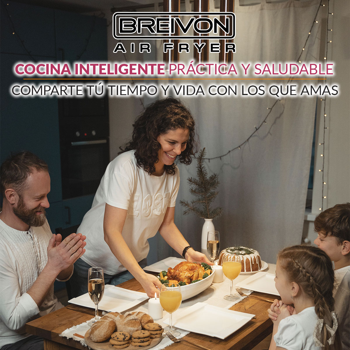 Freidora Eléctrica De Aire Breivon Ready Cook 3.2L Pantalla Táctil/ 7 Programas Preestablecidos y Recetario Gratis