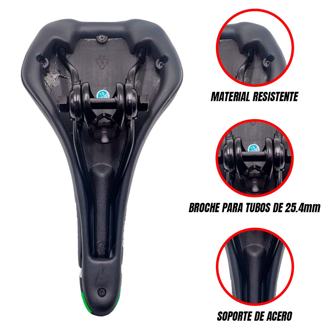 Asiento Bicicleta Sport Ligero Y Cómodo Incluye Broche Verde