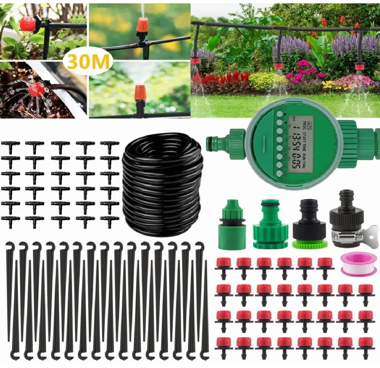 Sistema De Riego Por Goteo Con Temporizador Automático 30m