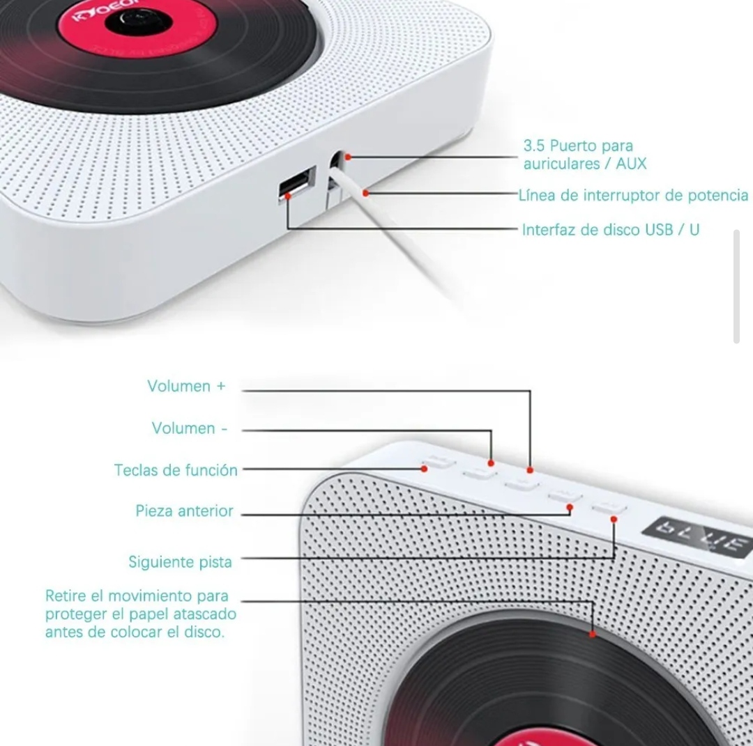 Reproductor De Cd De Música Portátil De Pared.